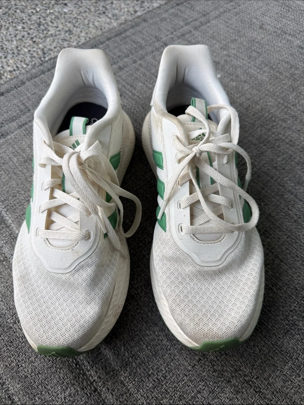 adidas White and Green Women's Athletic Sneakers Cloudfoam